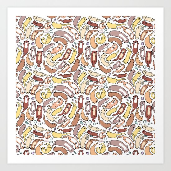 Adorable Otter Swirl Art Print