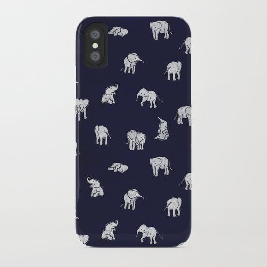 Indian Baby Elephants in Navy iPhone Case