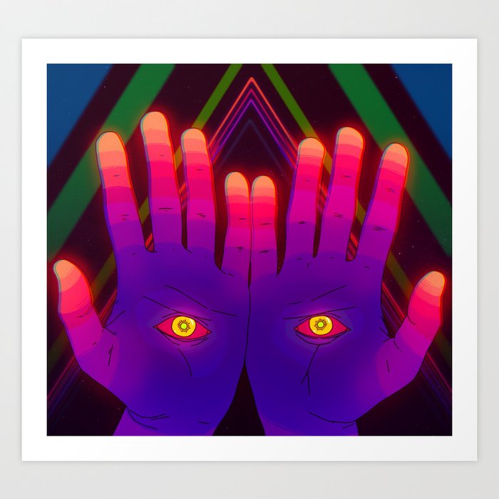Psychedelic Energy Hands 2 (GIF Single Frame) Art Print
