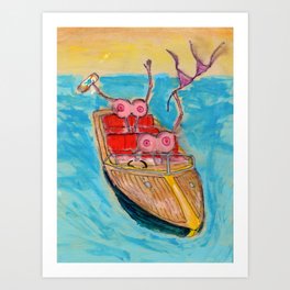 Motorboatin' Boobies Art Print