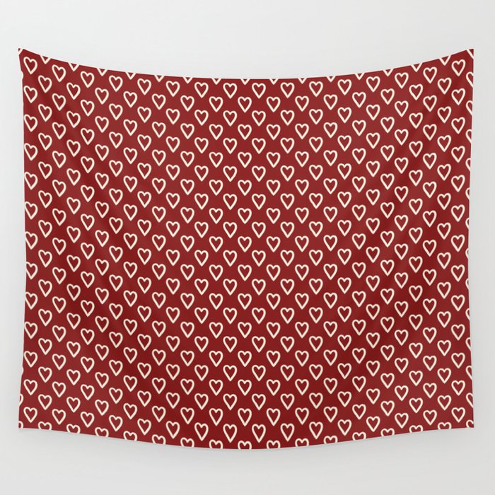  Red and white hearts for Valentines day Wall Tapestry