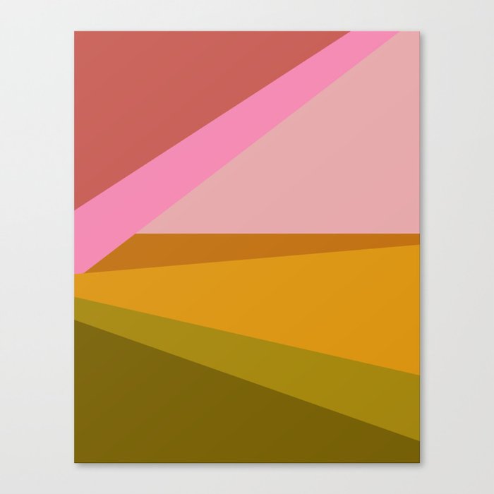 Colorful Geometric Abstract in Pink, Mustard, and Green Canvas Print