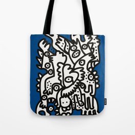 Blue Navy Color 2020 with Black and White Cool Monsters Tote Bag