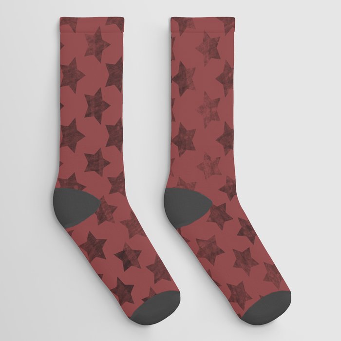 Red black retro stars Socks