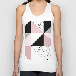 Geometrical pink black gray watercolor polka dots color block Tank Top