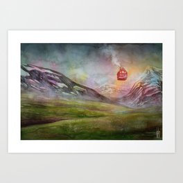 Icelandic Landscape with Floating House Art Print