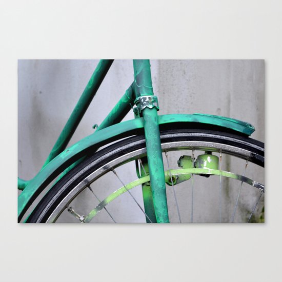 Green bike Canvas Print