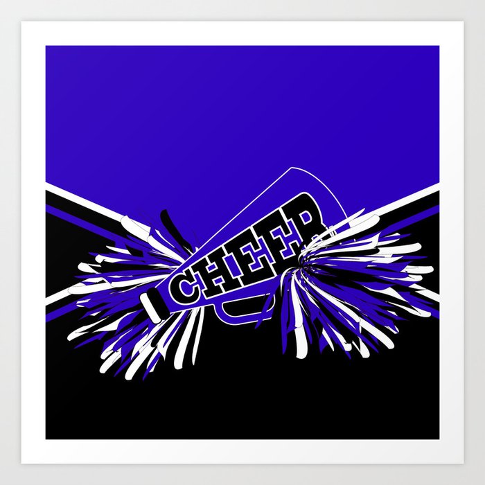 Blue, Black and White Cheerleader Design Art Print