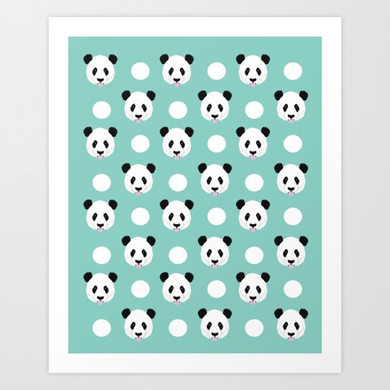 Panda polka dots pattern print minimal trendy kids design pillow cell phone cute panda cub character Art Print