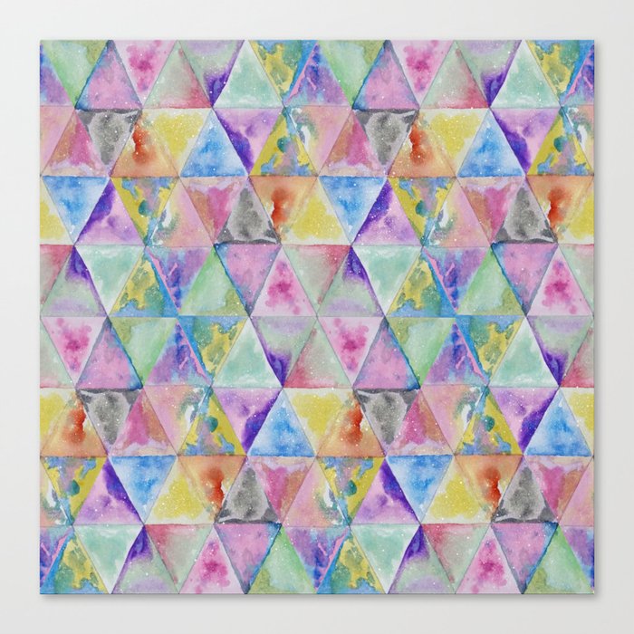Geometric watercolor hand paint triangles pattern Canvas Print