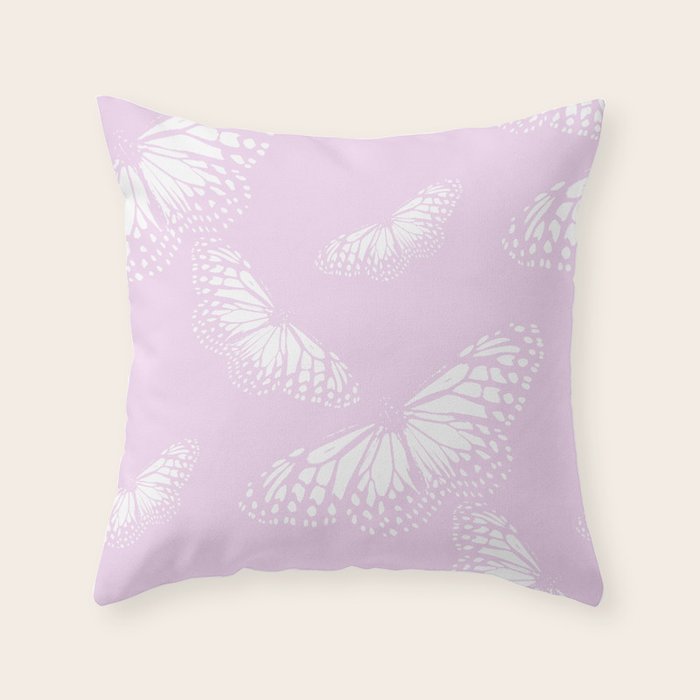 White Butterflies Pastel Pink Background Decor Society6 Buyart