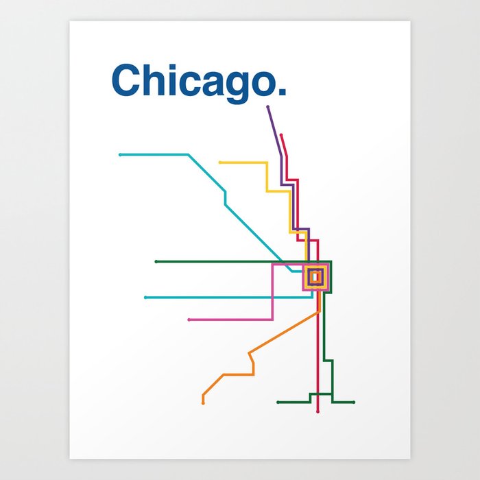 Chicago Transit Map Art Print