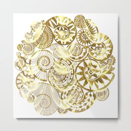 Ammonite Gold Metal Print | Suculenta, Verano, Cuaderno, Halloween, Collage, Camiseta, Primavera, Divertido, Patronesdecorativos, Fiesta 
