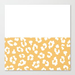 White Leopard Print Lace Horizontal Split on Orange Canvas Print