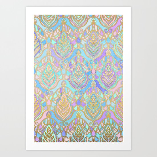 Jade & Blue Enamel Art Deco Pattern Art Print