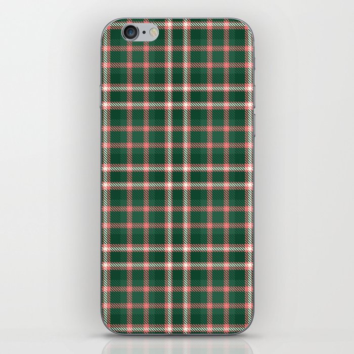 preppy_plaid pink and green iPhone Skin