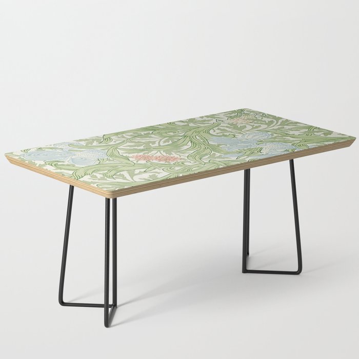 William Morris Green And Blue Iris Pattern Coffee Table