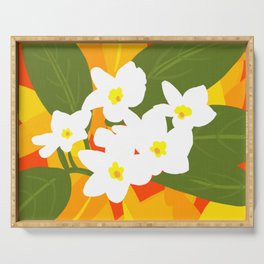 Jungle Flowers Retro Modern Tropical Orange And Red Serving Tray