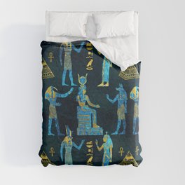 Egyptian  Gold and blue glass pattern Duvet Cover