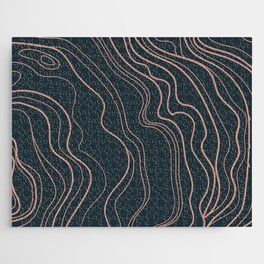 Rose Gold and Blue Abstract Jigsaw Puzzle