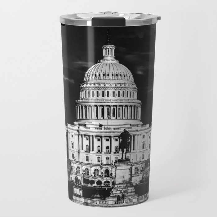 The United States Capitol building in Washington DC black and white Travel Mug