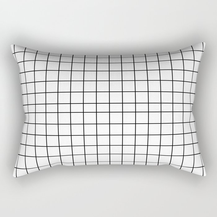 Geometric Black and White Grid Print Rectangular Pillow