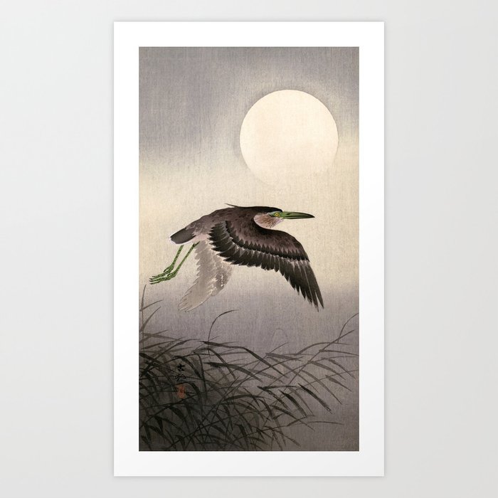 Heron at Full Moon, 1900-1930 by Ohara Koson Art Print