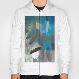 abstract splatter brush stroke painting texture background in blue brown Hoody