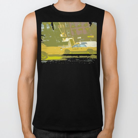 NY#8 Yellow Cab Biker Tank