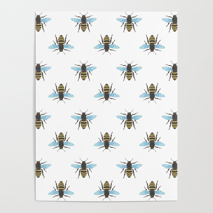 Watercolour Bee Pattern Poster