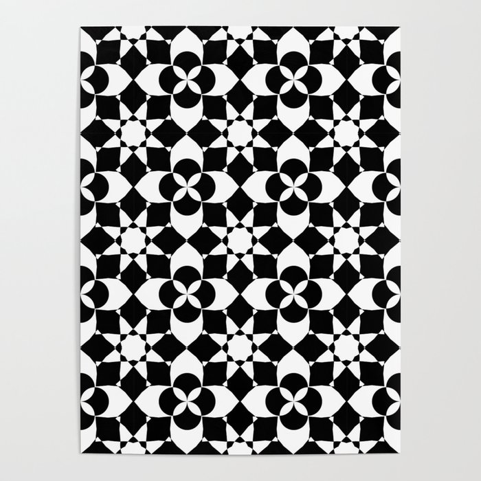 Mosaic Floral Repeat Pattern Poster