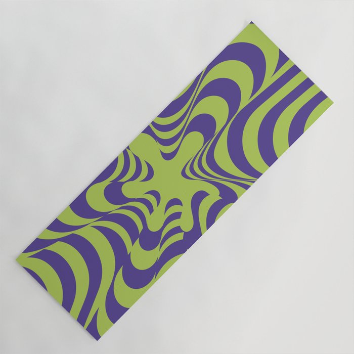 Abstract Groovy Retro Liquid Swirl Purple Green Pattern Yoga Mat