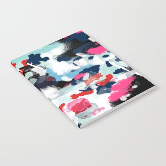 Aubrey - Abstract painting in bright colors pink navy white gold Notebook