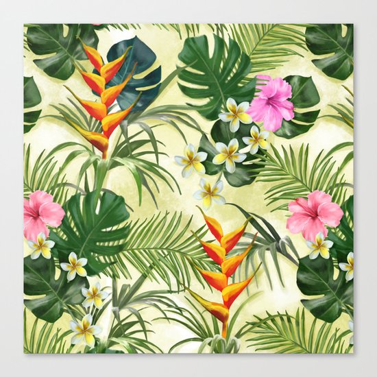 Tropical pattern with flowers Canvas Print
