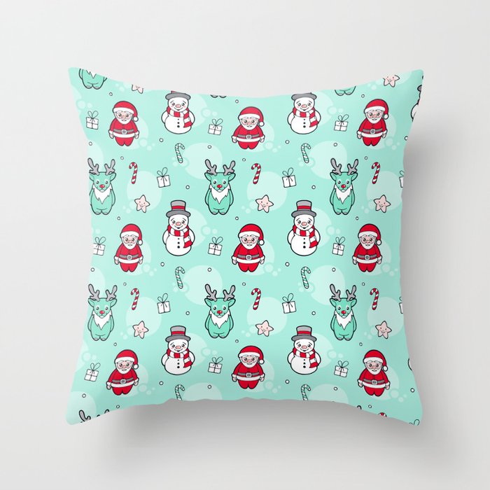 Christmas Santa claus Reindeer and snowman Throw Pillow by Nossisel ...