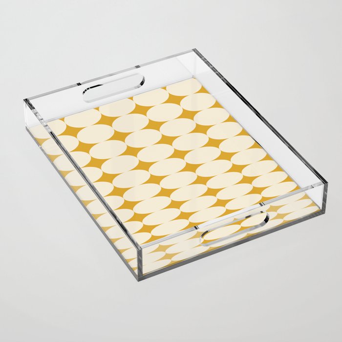 Retro Round Pattern - Yellow Acrylic Tray