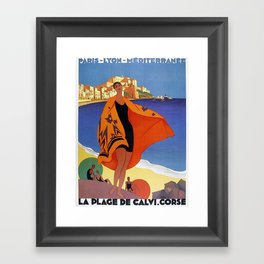 Vintage poster - La Plage de Calvi, La Corse, France Framed Art Print