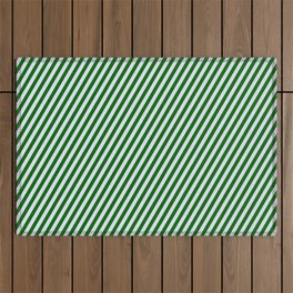 [ Thumbnail: Lavender and Dark Green Colored Lined Pattern Outdoor Rug ]