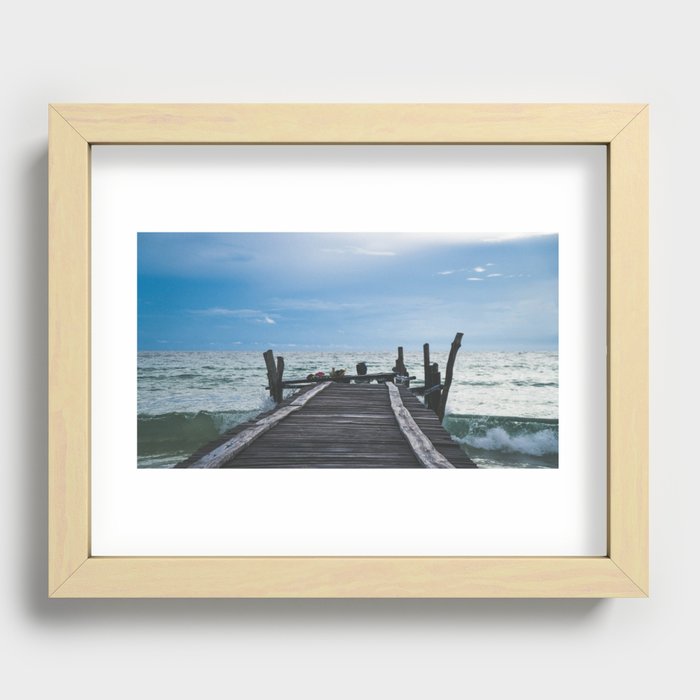 cambodian pier on an island Recessed Framed Print