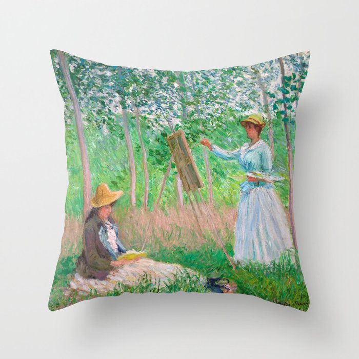 Monet - In the Woods at Giverny Throw Pillow
