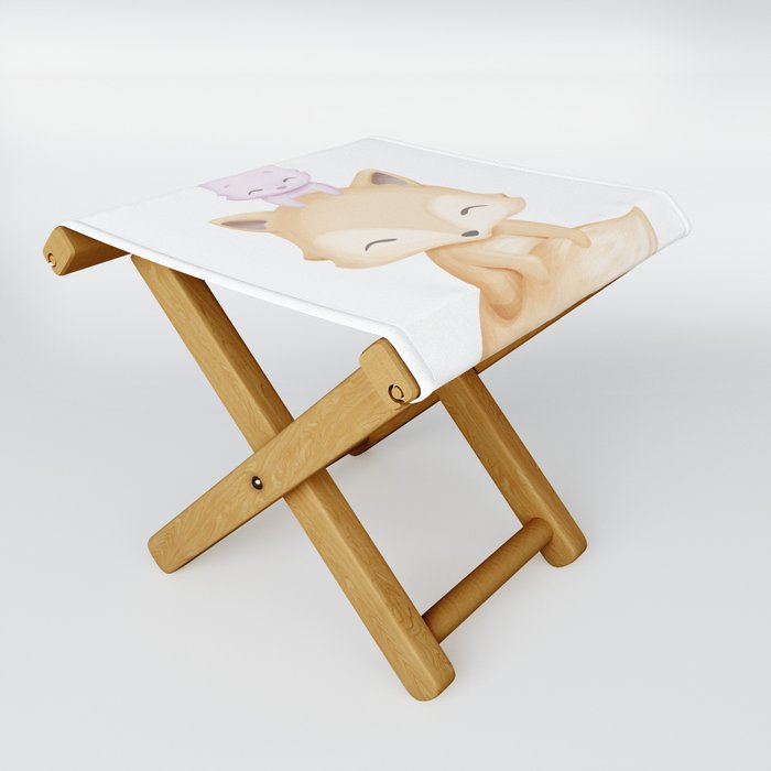 Rabbit and Fox Friends forever Folding Stool