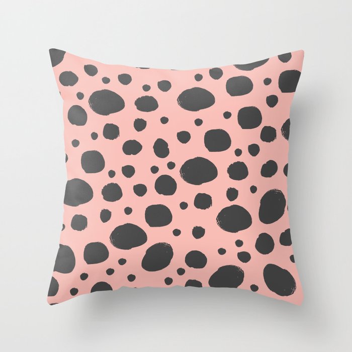 Pink & Navy Scandi Animal Print Pattern Throw Pillow