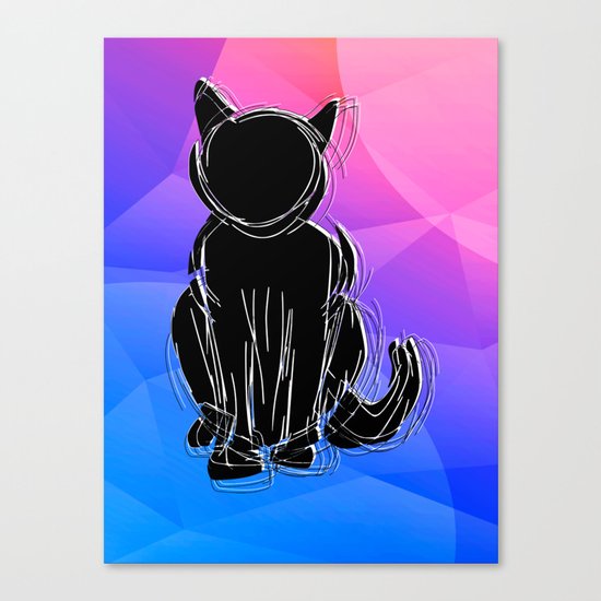 Black Cat - geometric background Canvas Print