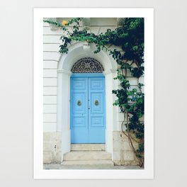 Preety Light Blue Door with Vegetation in Malta Art Print