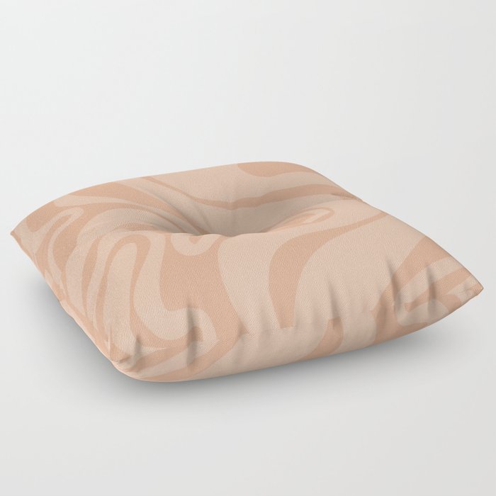 Modern Swirl Lines in Peach and Tan Floor Pillow