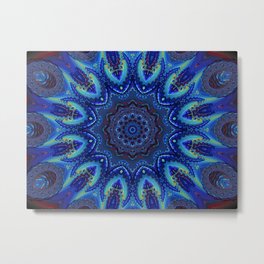 Blue Spiral Kaleidoscope Metal Print