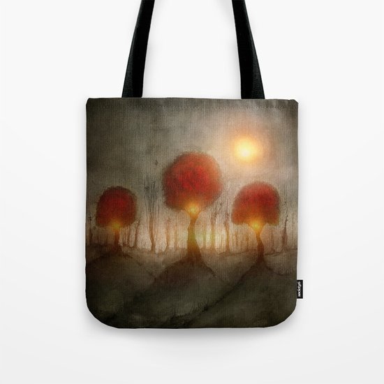 Red Trees Tote Bag