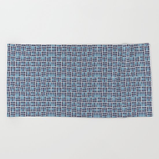 Navy Watercolour Rectangles Beach Towel