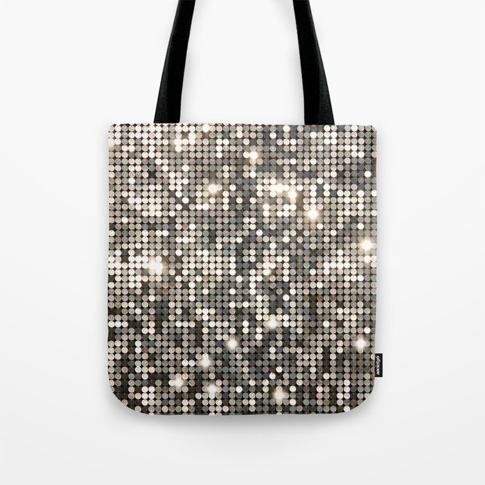 Silver Metallic Glitter sequins Tote Bag