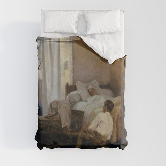 The first Born by Gaston La Touche - French Realism Duvet Cover